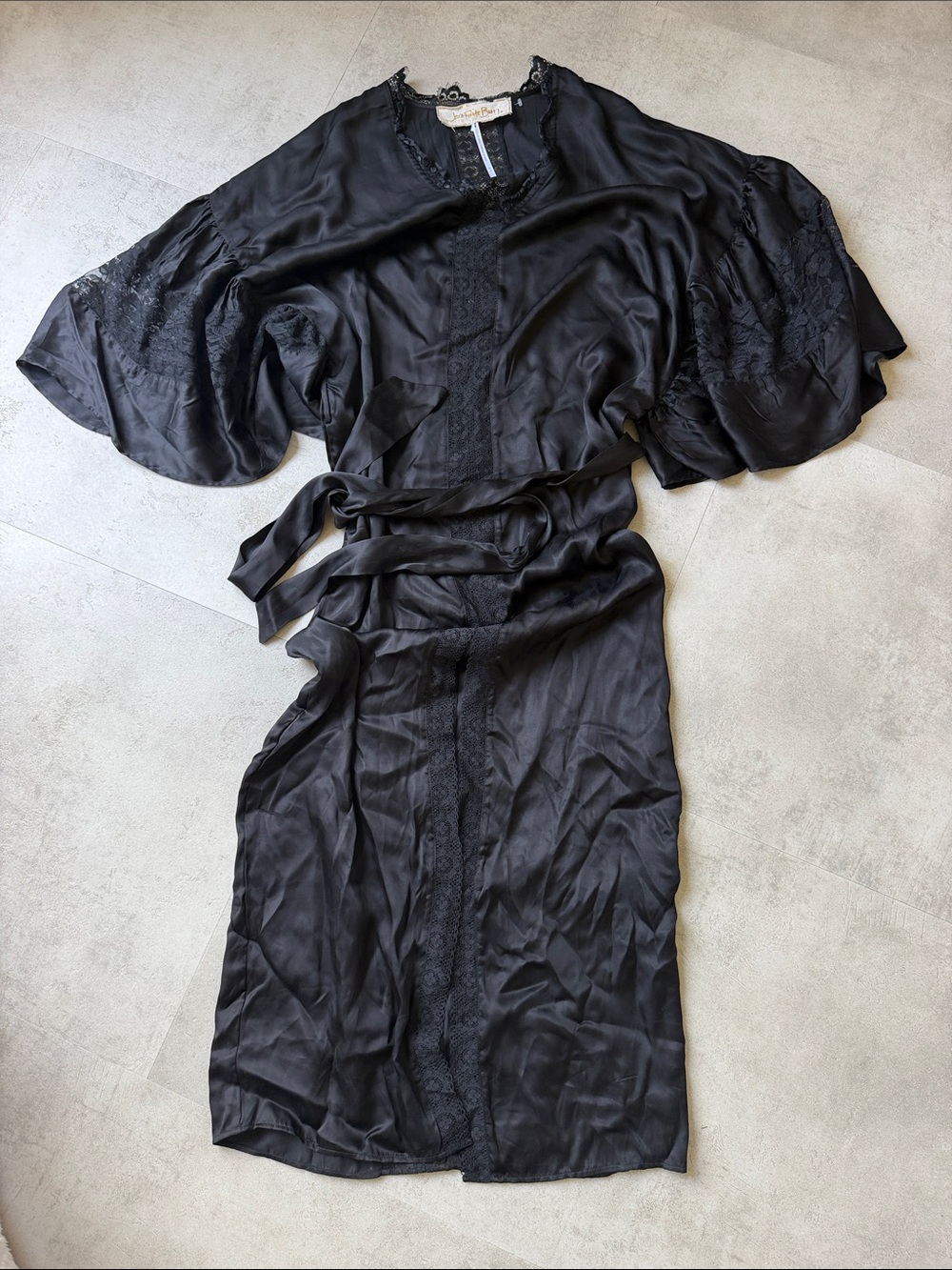 Jen's Pirate Booty Black Silk Lace Swim Coverup Kimono